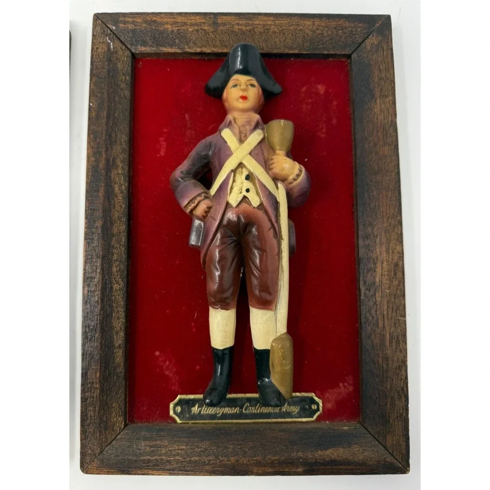 Vtg Royal Sealy Japan Colonial Soldier Wall Plaques Minuteman Continental Army